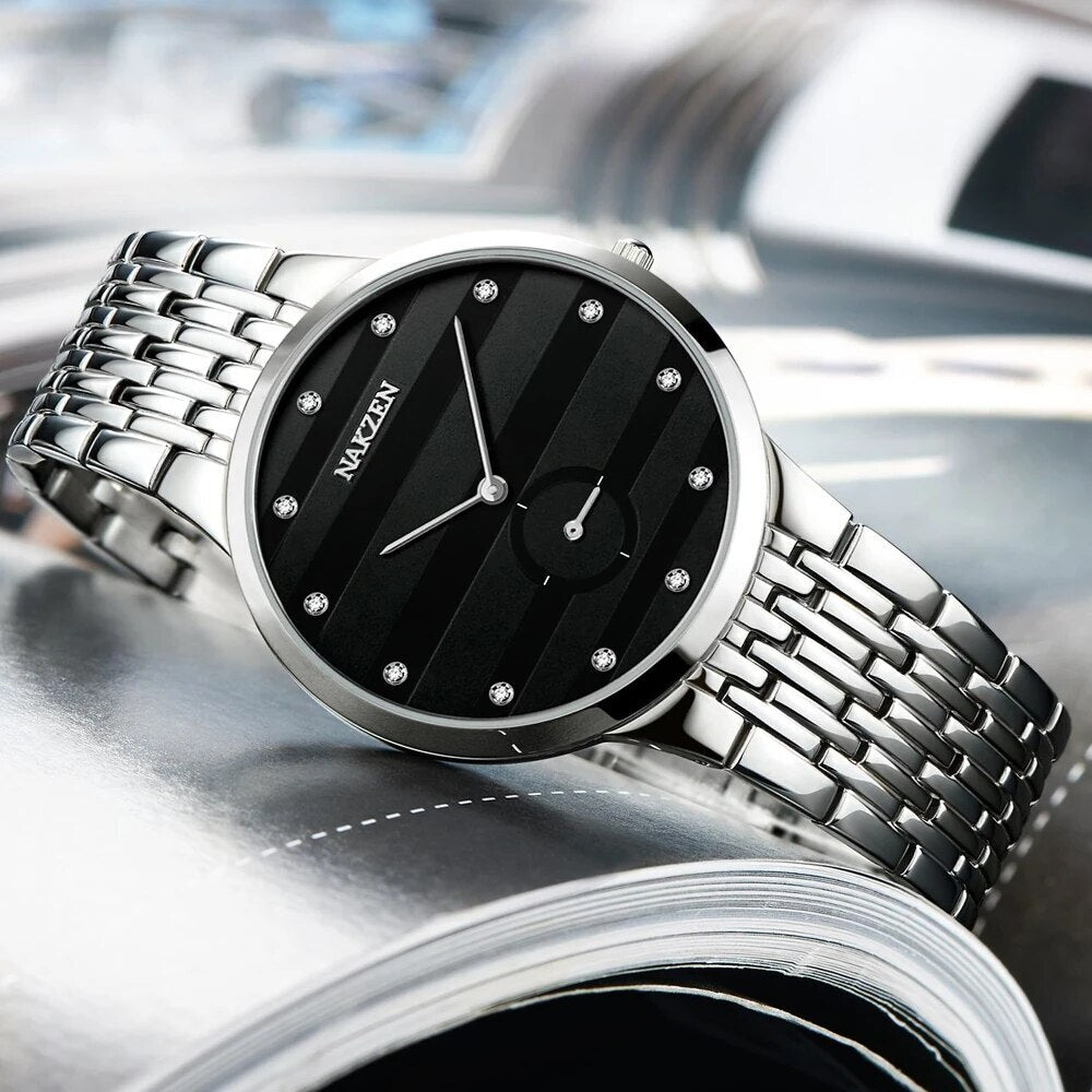 NAKZEN Commerce Diamond Men Watch Famous Luxury Brand Sapphire Watches Men's Stainless Steel Simple Black Gold Watch Male Clock
