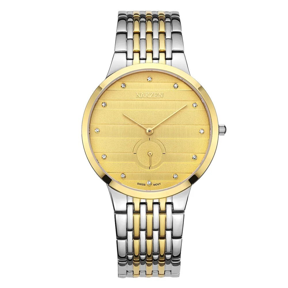 NAKZEN Commerce Diamond Men Watch Famous Luxury Brand Sapphire Watches Men's Stainless Steel Simple Black Gold Watch Male Clock